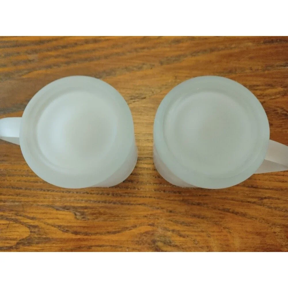 Vintage Frosted Glass Mugs No Logo VGC 4-3/4 x 3-1/4